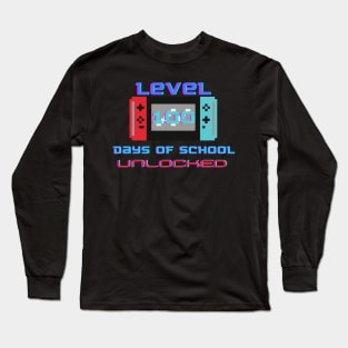 Level 100 Days Of School Unlocked Gamer Video Games Boys Long Sleeve T-Shirt